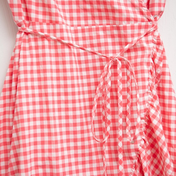 Southern Tide Pink Spring Ruffle Wrap Dress Picnic CottageCore Preppy Sundress - Picture 2 of 4